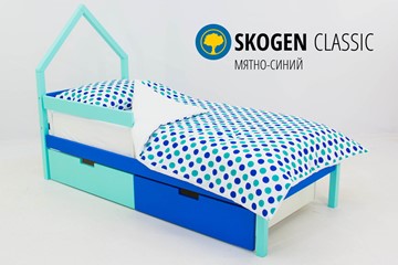 Детская кровать-домик мини Skogen мятно-синий в Махачкале