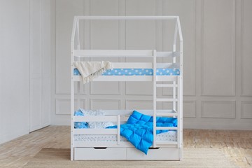 Детская 2-этажная кровать Домик с ящиками, цвет белый в Махачкале