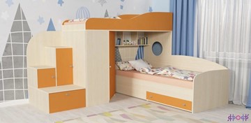 Детская кровать-шкаф Кадет-2, корпус Дуб, фасад Оранжевый в Махачкале