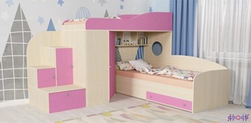 Детская кровать-шкаф Кадет-2, корпус Дуб, фасад Розовый в Махачкале