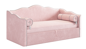 Кровать в детскую с подъемным механизмом Лея (Софа) 90х200 (нежно-розовый (велюр)/галька (велюр)) в Махачкале