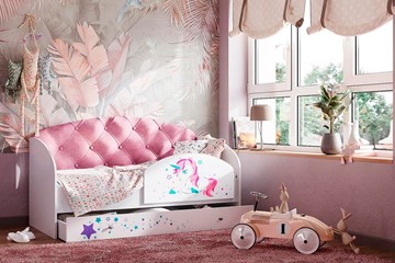 Детская кровать с ящиками Звездочка с бортиком, Розовый в Махачкале