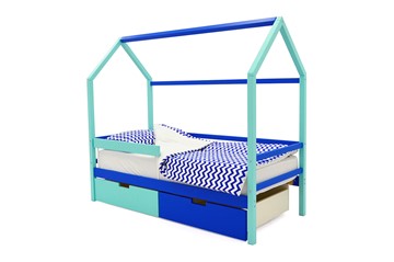 Кровать-домик в детскую Svogen синий-мятный в Махачкале