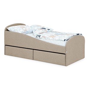Мягкая кровать с ящиками Letmo 190х80 песочный (рогожка) в Махачкале
