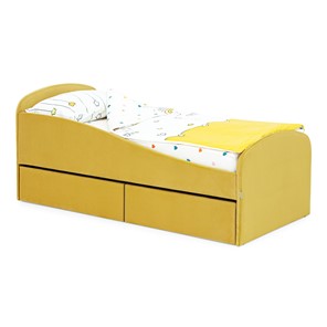 Мягкая кровать с ящиками Letmo 190х80 горчичный (велюр) в Махачкале