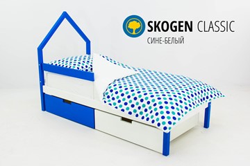 Кровать-домик в детскую мини Skogen сине-белый в Махачкале