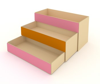 Кровать детская МГрупп 3-х уровневая КД-3, Беж + Розовый + Оранжевый в Махачкале