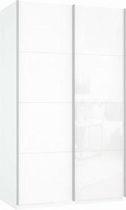 Шкаф-купе Прайм (ДСП/Белое стекло) 1600x570x2300, белый снег в Махачкале