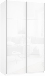 Шкаф Прайм (Белое стекло/Белое стекло) 1200x570x2300, белый снег в Махачкале