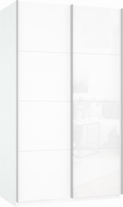 Шкаф 2-створчатый Прайм (ДСП/Белое стекло) 1200x570x2300, белый снег в Махачкале