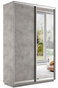 Шкаф двухдверный Экспресс (ДСП/Зеркало) 1400х600х2200, бетон в Махачкале