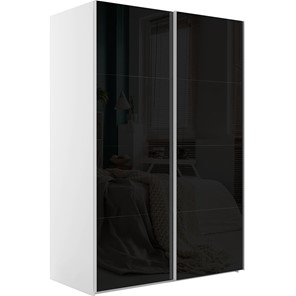 Шкаф 2-дверный Эста (Стекло черное/Стекло черное) 1600x660x2400, белый снег в Махачкале