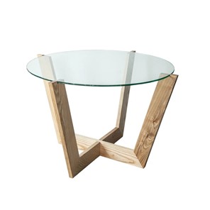 Стеклянный столик Оникс-10, Натуральный массив/Прозрачное стекло в Махачкале