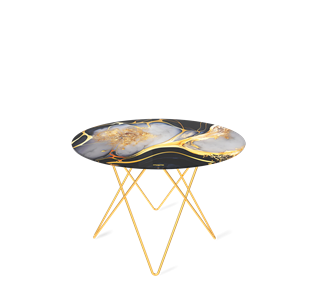 Круглый столик SHT-TU37 / SHT-TT32 60 стекло/МДФ (черный алмаз/золото) в Махачкале