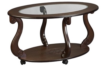 Стеклянный столик в зал Овация-С, на колесах, темно-коричневый в Махачкале