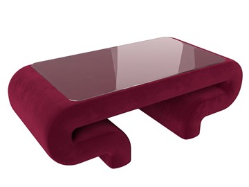 Стеклянный столик в зал Волна, бордовый (микровельвет) в Махачкале