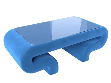 Стеклянный столик в гостиную Волна, голубой (велюр) в Махачкале
