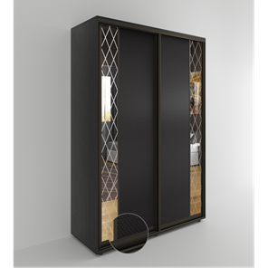 Шкаф 2-х дверный Акцент-Вера 2-КР (Эко кожа Версаль, ромбы) 2303х1200х600, Венге в Махачкале