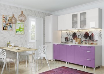 Кухонный гарнитур угловой Модерн, белый глянец/фиолетовый металлик в Махачкале