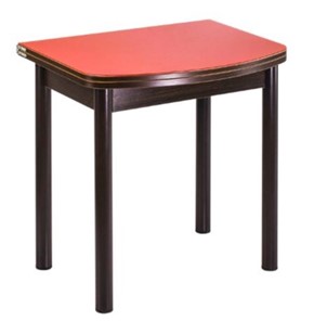 Кухонный раздвижной стол СПГ-01 СТ1, венге ЛДСП/стекло оранжевое/38 прямые трубки крашеные коричневый в Махачкале