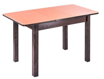 Кухонный стол раскладной Айсберг-07 СТ1, венге ЛДСП/стекло оранжевое/42 прямые массив венге в Махачкале