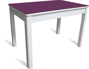 Обеденный стол Айсберг-05 СТ2, белое ЛДСП/фиолетовое стекло/40 массив белый в Махачкале