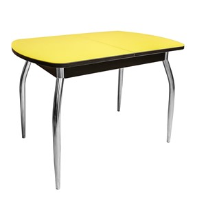 Кухонный стол раздвижной ПГ-02 СТ2, венге/желтое стекло/35 хром гнутые металл в Махачкале