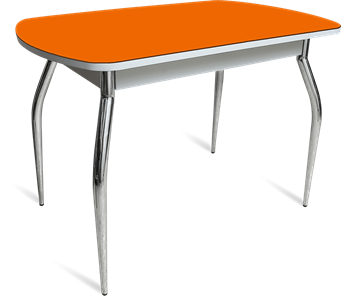 Мини-стол на кухню ПГ-04 СТ белое/оранжевое/хром фигурные в Махачкале