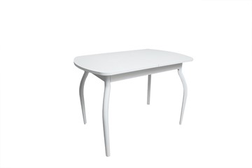 Кухонный раскладной стол ПГ-02СТ белое/белое/крашенные фигурные в Махачкале