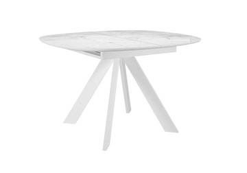 Стол обеденный раскладной DikLine BK100 Керамика Белый мрамор/подстолье белое/опоры белые в Махачкале
