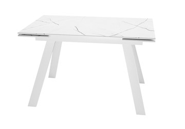 Стол кухонный раздвижной DikLine DKL140 Керамика Белый мрамор/опоры белые (2 уп.) в Махачкале