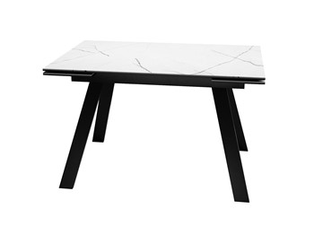 Керамический кухонный стол DikLine DKL140 Керамика Белый мрамор/опоры черные (2 уп.) в Махачкале