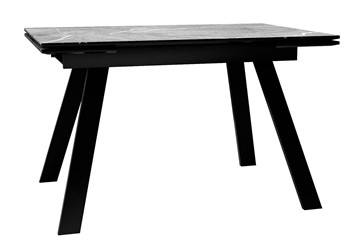 Керамический обеденный стол DikLine DKL140 Керамика Серый мрамор/опоры черные (2 уп.) в Махачкале