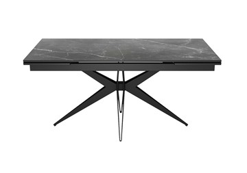 Керамический кухонный стол DikLine KW160 мрамор С45 (керамика черная)/опоры черные в Махачкале