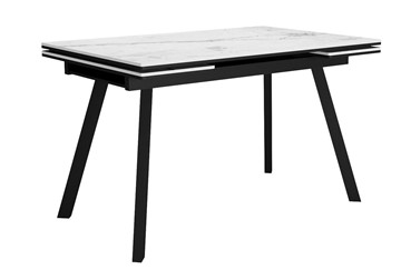 Стол обеденный раскладной DikLine SKA125 Керамика Белый мрамор/подстолье черное/опоры черные (2 уп.) в Махачкале