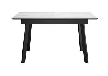 Керамический кухонный стол DikLine SKH125 Керамика Белый мрамор/подстолье черное/опоры черные (2 уп.) в Махачкале