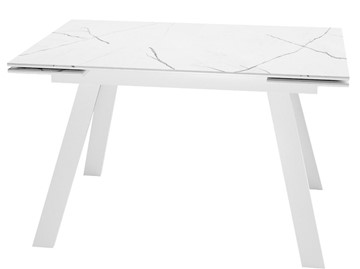 Раздвижной стол DikLine SKM140 Керамика Белый мрамор/подстолье белое/опоры белые (2 уп.) в Махачкале