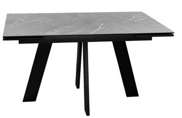 Стол обеденный раздвижной DikLine SKM140 Керамика серый мрамор/подстолье черное/опоры черные (2 уп.) в Махачкале