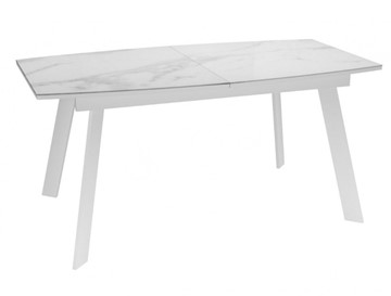 Кухонный стол раздвижной Dikline XLS160 мрамор белый глянец/ножки белые в Махачкале