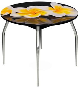 Кухонный раздвижной стол Ривьера - Круг, ноги метал. крашеные №24, ФП (Цветы №11) в Махачкале