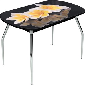 Раздвижной стол Ривьера исп.1 ноги метал. крашеные №24 Фотопечать (Цветы №11) в Махачкале