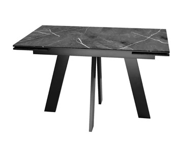 Кухонный раскладной стол SKM 120, керамика черный мрамор/подстолье черное/ножки черные в Махачкале