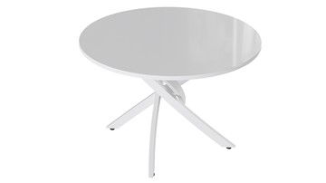 Круглый кухонный стол Diamond тип 2 (Белый муар/Белый глянец) в Махачкале