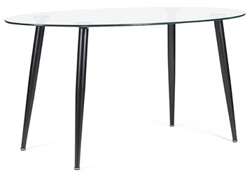 Стеклянный кухонный стол KASSEL (mod. DT333) металл/закаленное стекло (10 мм), 150х90х75см, черный в Махачкале