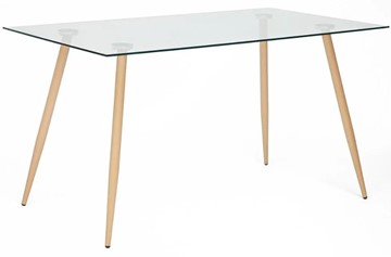 Стол со стеклянной столешницей SOPHIA (mod. 5003) металл/стекло (8мм), 140x80x75, бук/прозрачный арт.12098 в Махачкале