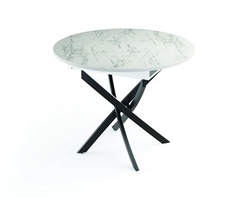 Раздвижной стол 55.04 Адажио, мрамор белый/белый/металл черный в Махачкале