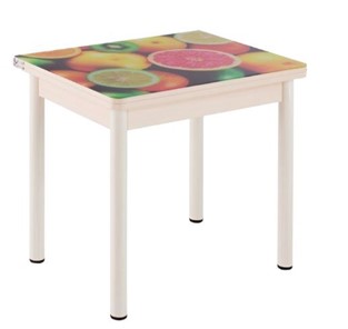 Кухонный пристенный стол СПА-01 СТФ, дуб молочный ЛДСП/стекло фрукты/36 прямые трубки крашеные белые в Махачкале