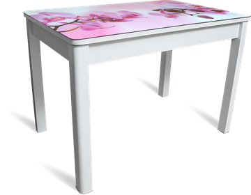Обеденный раздвижной стол Айсберг мини СТФ, белое лдсп/орхидея/40 прямые массив белые в Махачкале