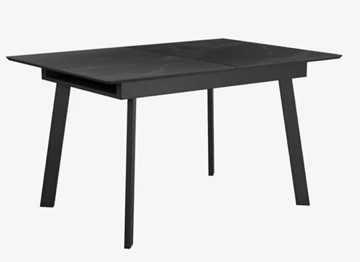 Стеклянный кухонный стол раздвижной  DikLine SFH125 стекло Оптивайт Черный мрамор/подстолье черное в Махачкале