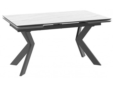 Стол обеденный раздвижной раздвижной DikLine ALK150, керамопласт 150(40+40)x90, МРАМОР СВЕТЛЫЙ МОДЕРН/ЧЕРНЫЙ, (2 уп.) в Махачкале